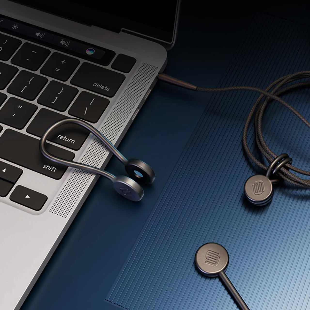 Eureka Ergonomic Magnetic Cable Tie Organizing Laptop Cable, Silver Metal Design.