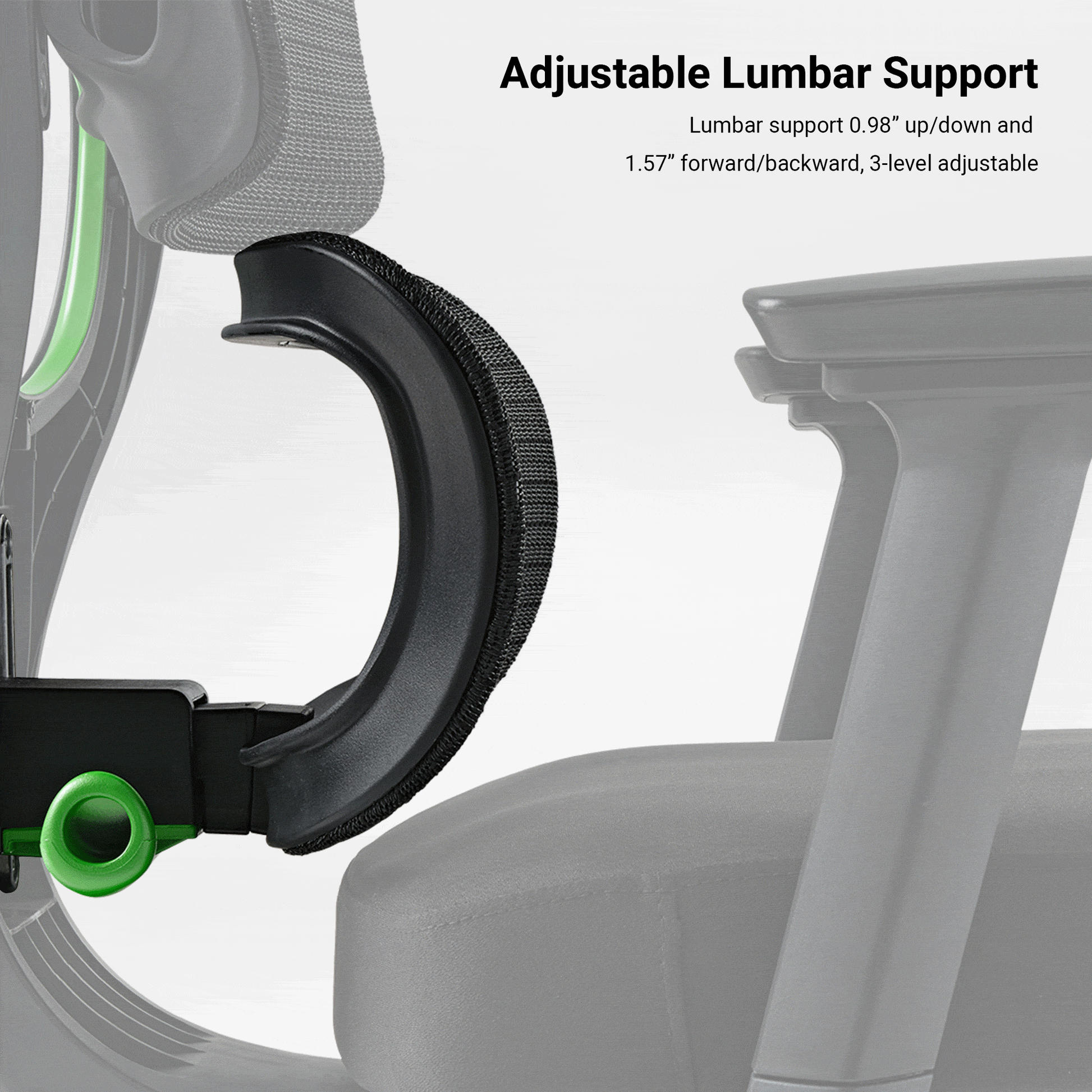 Axion Ergonomic Hybrid Chair With Adjustable Lumbar Support, Black Mesh Chair.