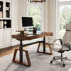 Executive Office Set: Ark Standing Desk & Serene Napa Leather Chair - Golden Walnut & Off-White