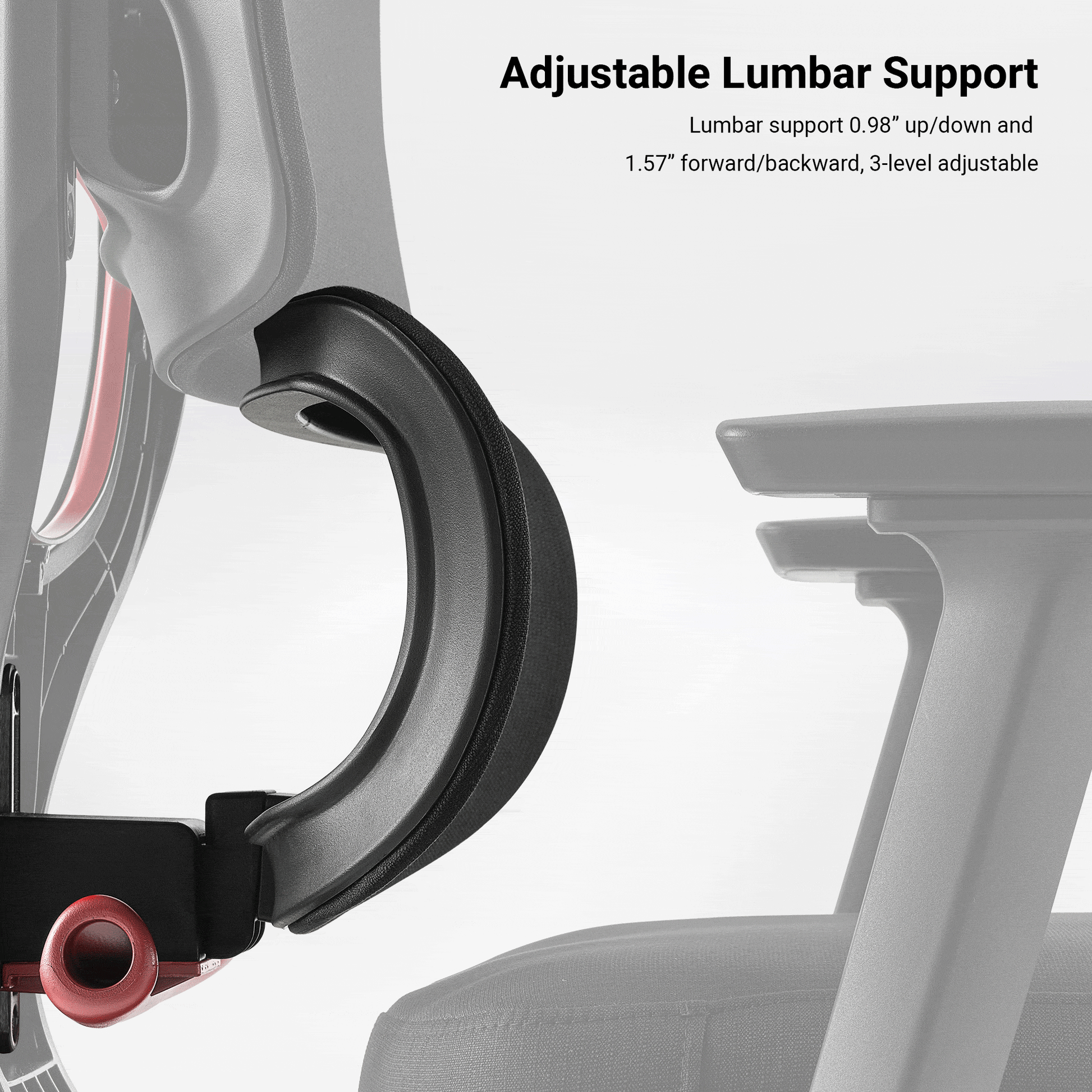 Axion red adjustable lumbar support, red,fabric