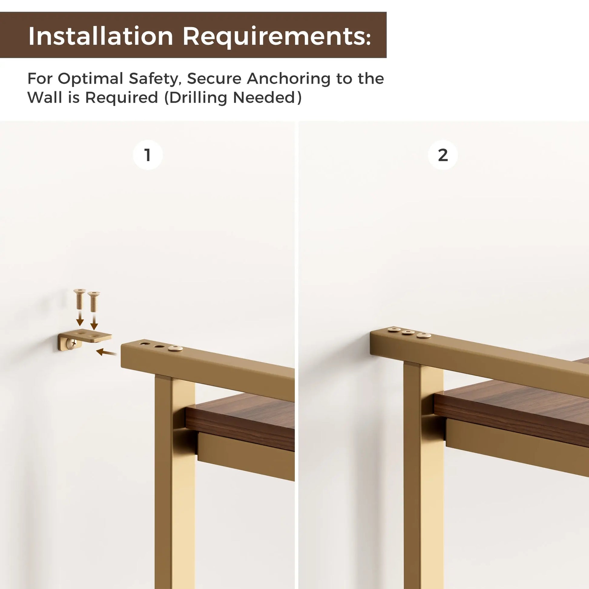 Eureka Ergonomic Sonoma Shelf Installation With Wall Anchoring, Step-By-Step Instructions.