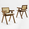 Mila Rattan Dining Chairs Set of 2, Walnut/Black - Walnut