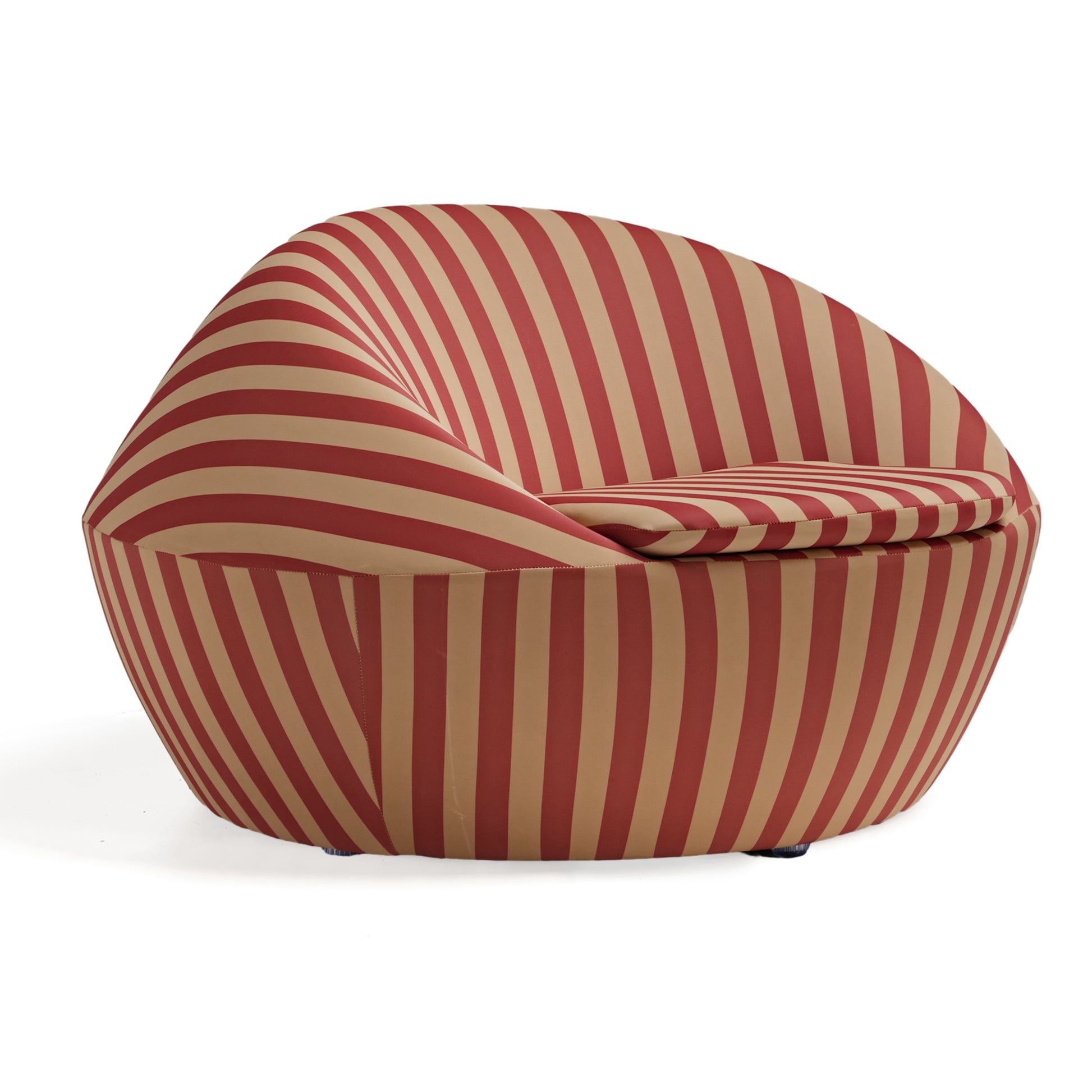 Red and Beige Striped Modern Lounge Chair - Ergonomic Design and Sustainable Luxury.