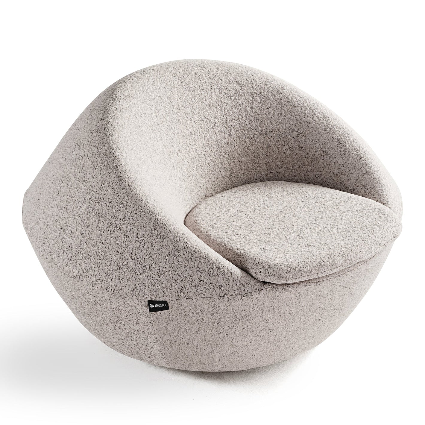 Stella Swivel Lounge Chair, Light Gray Swivel Chair With Soft Fabric.