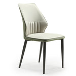 Modern Dining Chair Set of 2 in Gray and Bottle Green Upholstery, Minimalist Design for Dining Spaces.