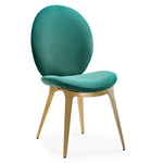 Kataleah Green Velvet Dining Chair With Wooden Legs.