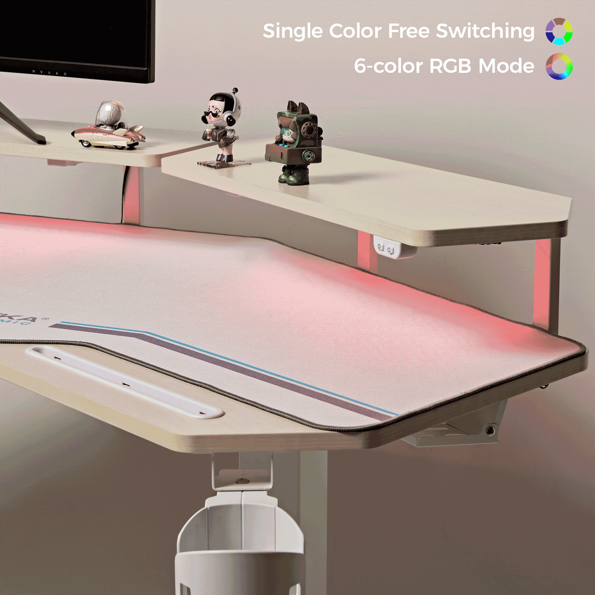 Eureka Ergonomic Aero Pro Standing Desk With Rgb Lighting, Single Color and 6-Color Modes.
