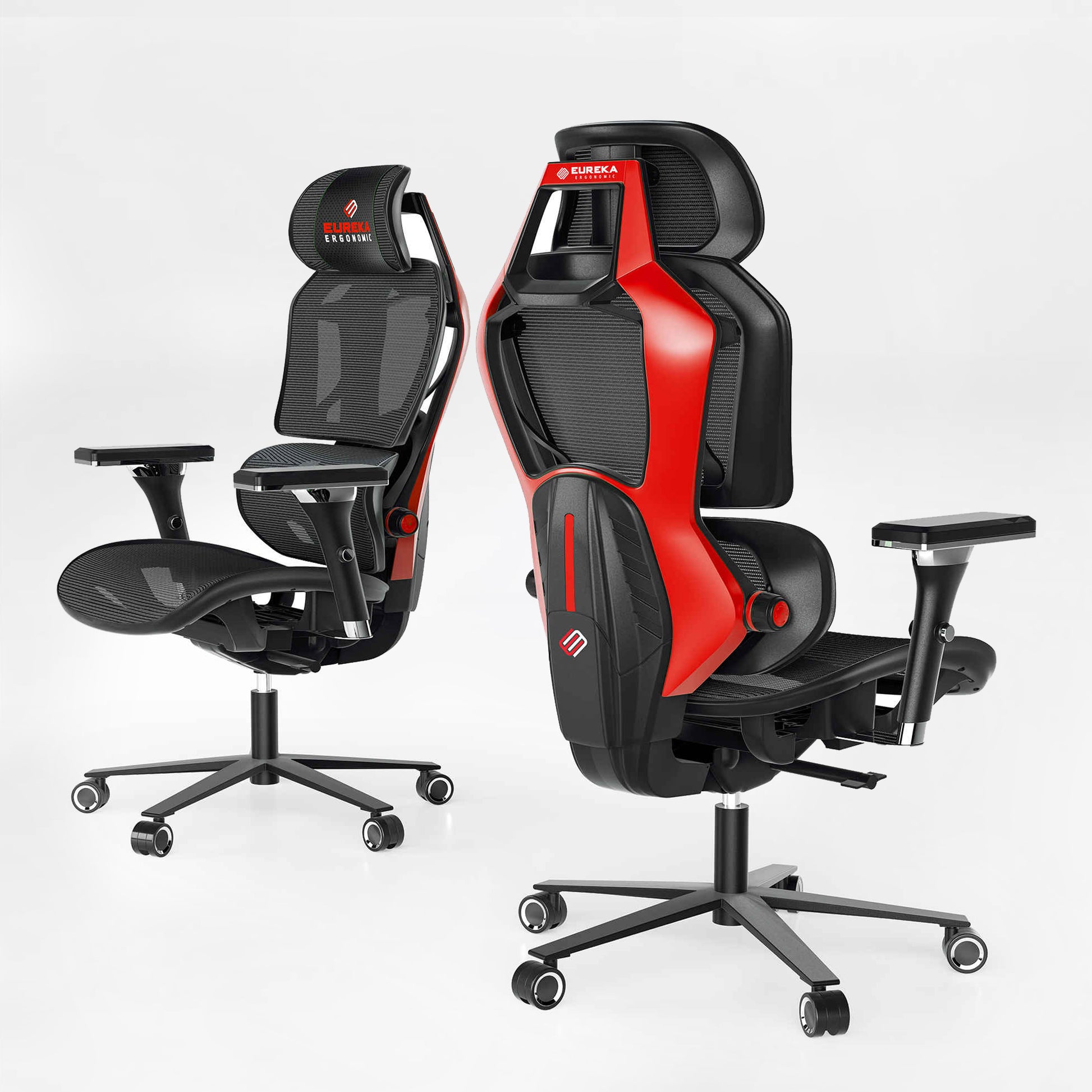 Eureka Ergonomic Typhon Hybrid Gaming Chair - Ergonomic Black and Red Gaming Chair, Perfect for Home Office and Gaming.