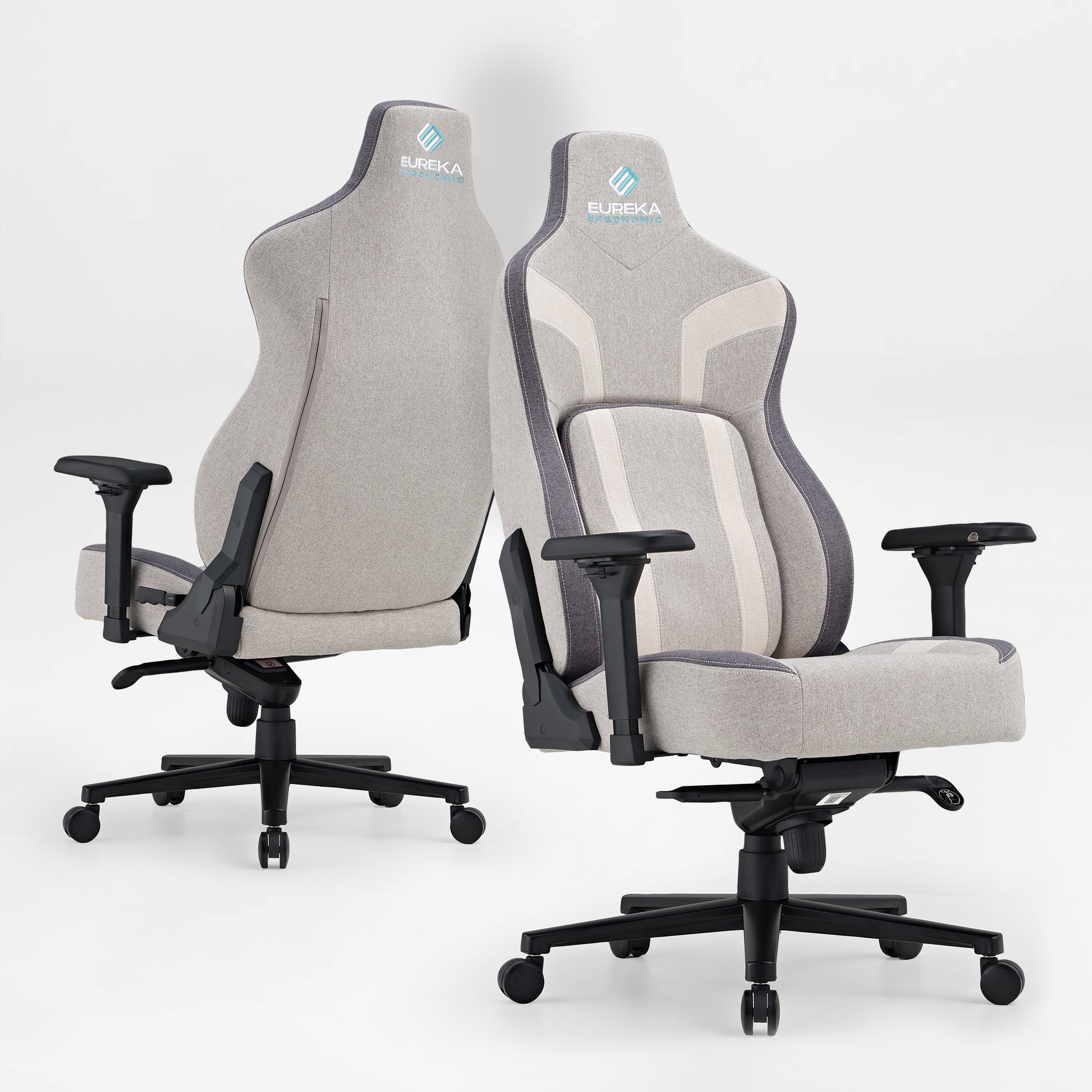 Eureka Ergonomic Hyperx Python II Gaming Chair in Light Gray Fabric. Ergonomic Design With 4D Armrests and Lumbar Support.