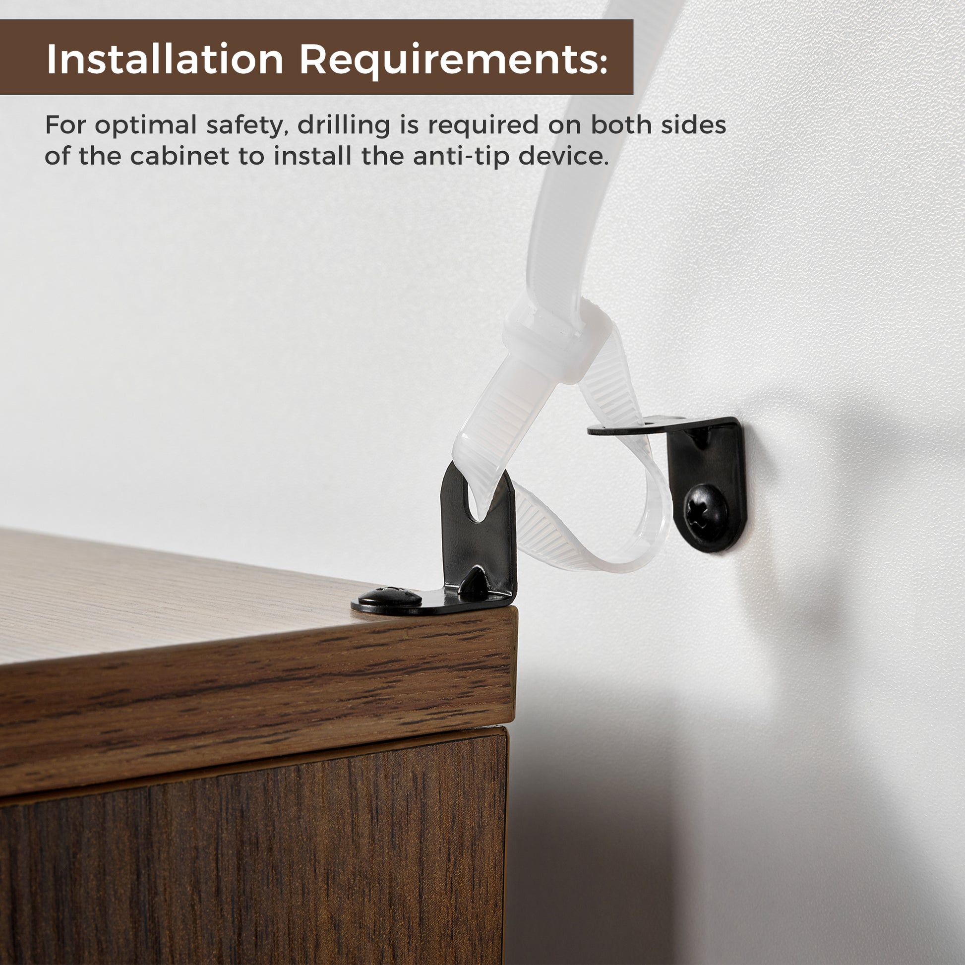 Curio Cabinet Anti-Tip Device Installation With Included Hardware. Secure Cabinet for Safety.