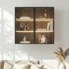 32" Wall Mounted Curio Cabinet with Glass Doors - Walnut