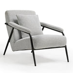 Minimalist Gray Lounge Chair With Black Metal Frame.