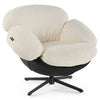Cara, Modern Comfy Swivel Lounge Chair, White - White