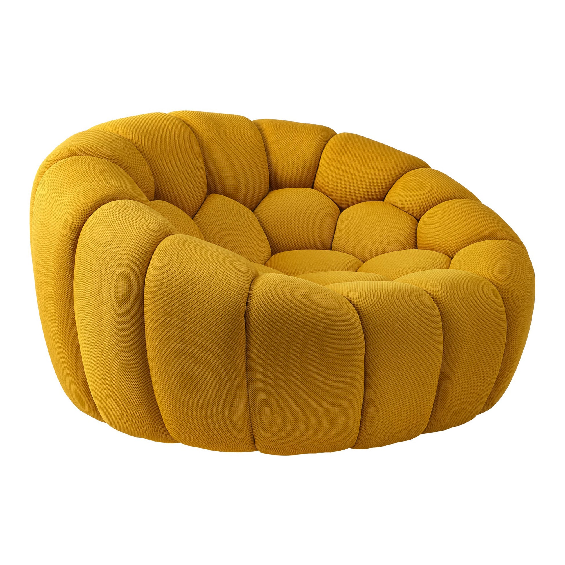 Luca Modern Accent Chair in Yellow Honeycomb Fabric.