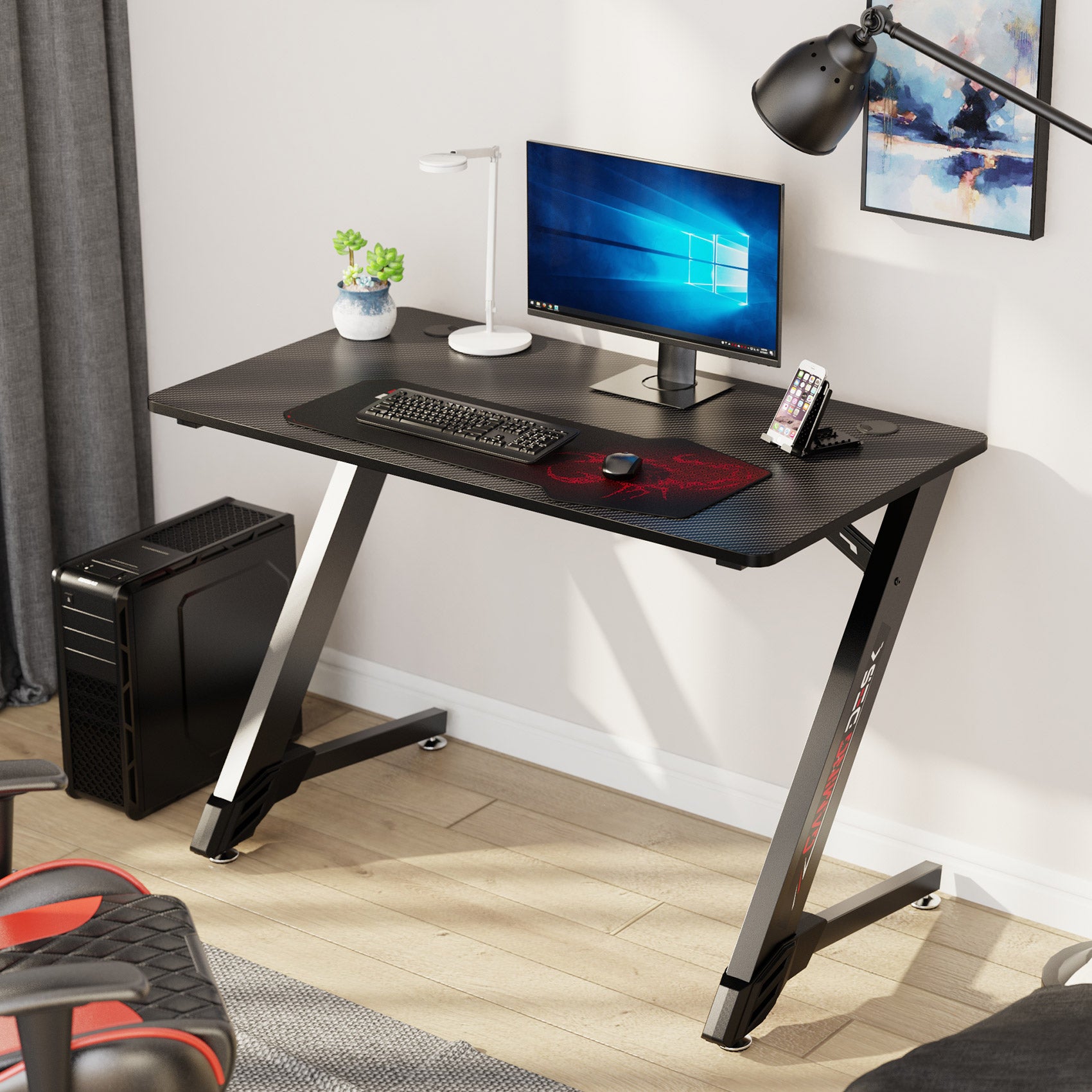 Eureka Ergonomic 43x23 Gaming Desk with Z Shaped Legs for Game Room