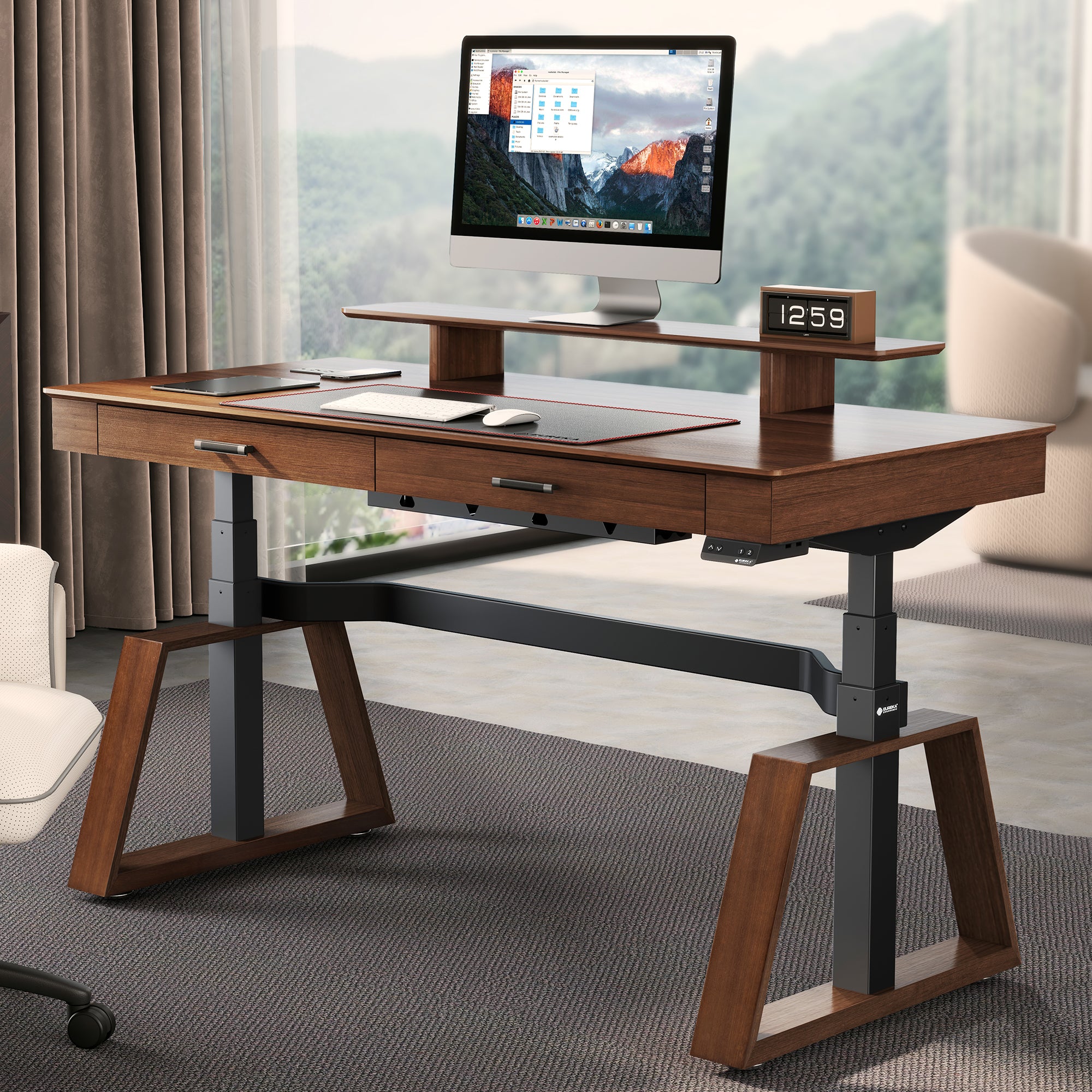 Eureka Ergonomic 63 inch Modern Executive Standing Desk with Drawers