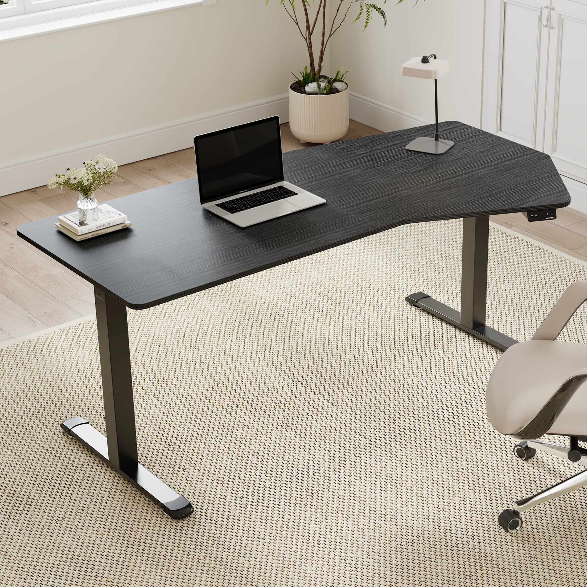 Eureka Ergonomic 70-Inch Standing Desk With Wood Veneer, Height Adjustable, Modern Home Office Setup.