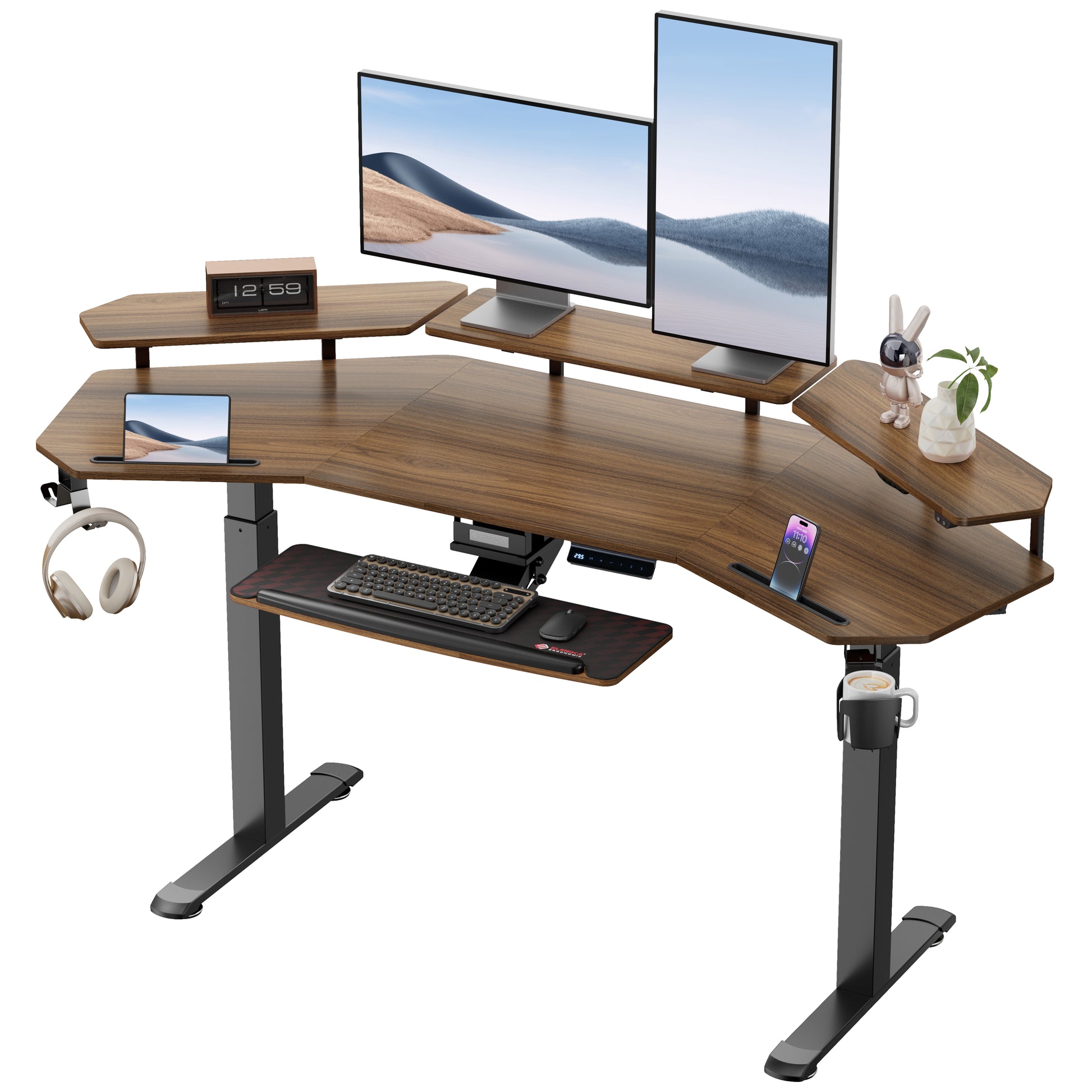 Eureka Ergonomic Aero Pro Wing-Shaped Standing Desk With Dual Monitors, Ergonomic Design.