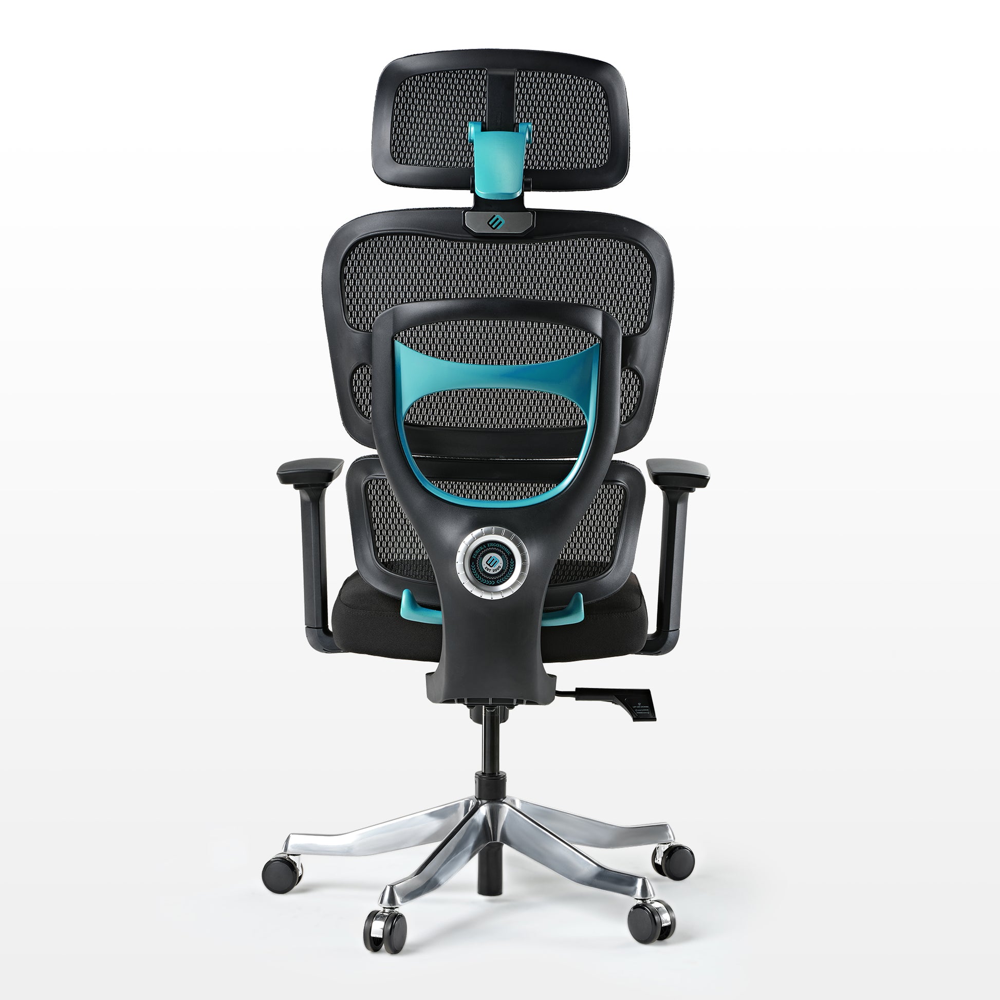 Axion Ergonomic Hybrid Chair, Mesh Back and Teal Accents, Ergonomic Gaming Chair.