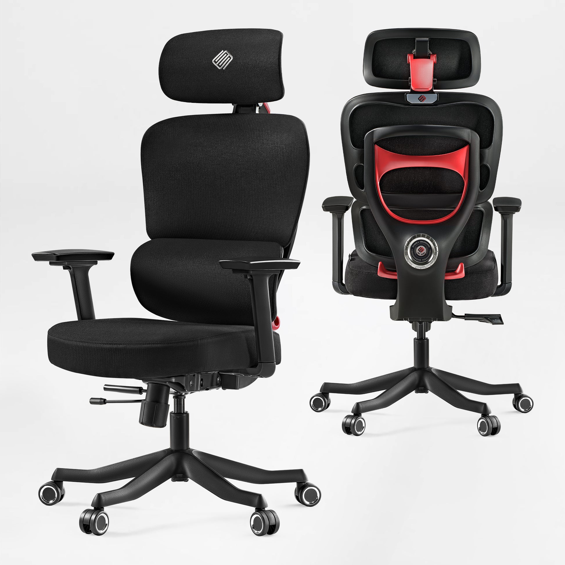 Eureka_Ergonomic_Axion_Ergonomic_ Gaming_Racing_Chair_w_Lumbar_ Support_and_spring_cushion_Red,Fabric