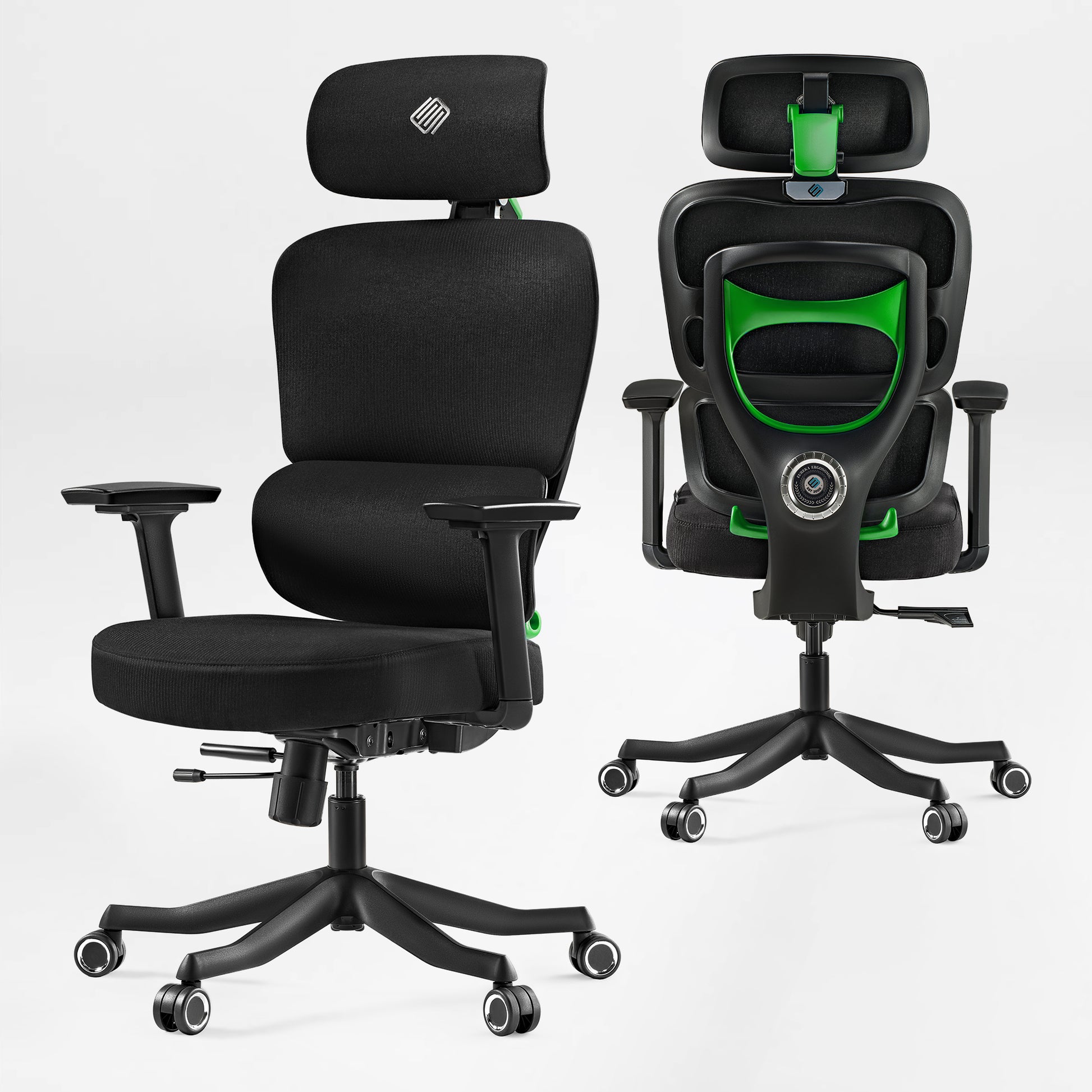 Eureka Ergonomic Axion gaming chair,green, fabric