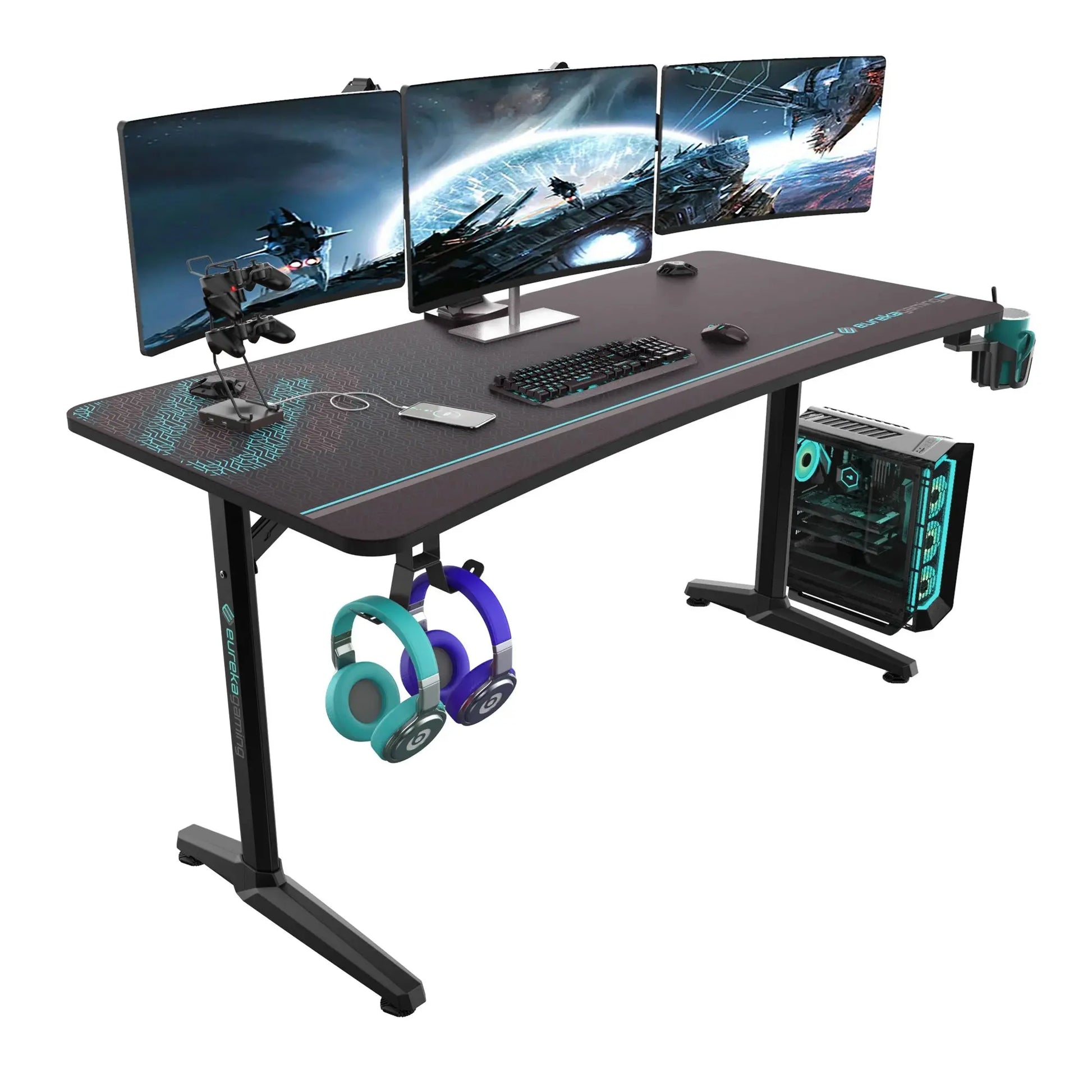 Eureka Ergonomic Gip 60 Gaming Desk With Accessories, Full Surface Mouse Pad.