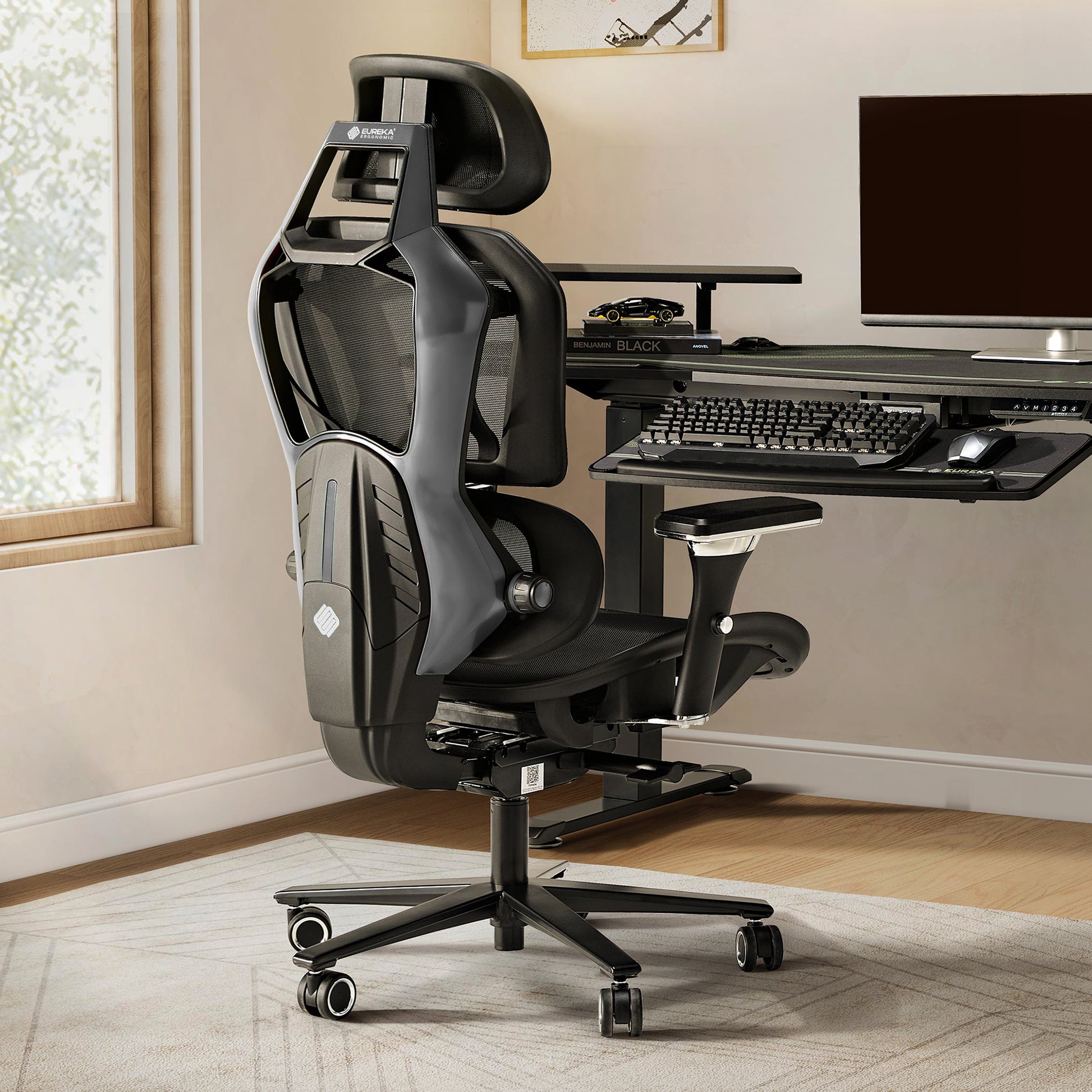 Eureka Ergonomic Typhon Hybrid Gaming Chair in Home Office Setup, Ergonomic Black Chair.