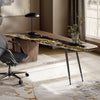 Magma, Natural Marble & Wood Top Office Desk (86"x37") - Walnut