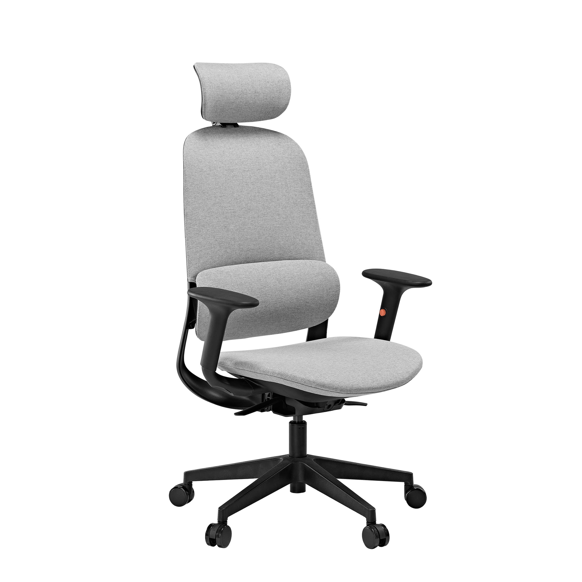 Skylar Modern Mesh Office Chair, Ergonomic Design With Gray Mesh Back and Headrest, Black Frame.