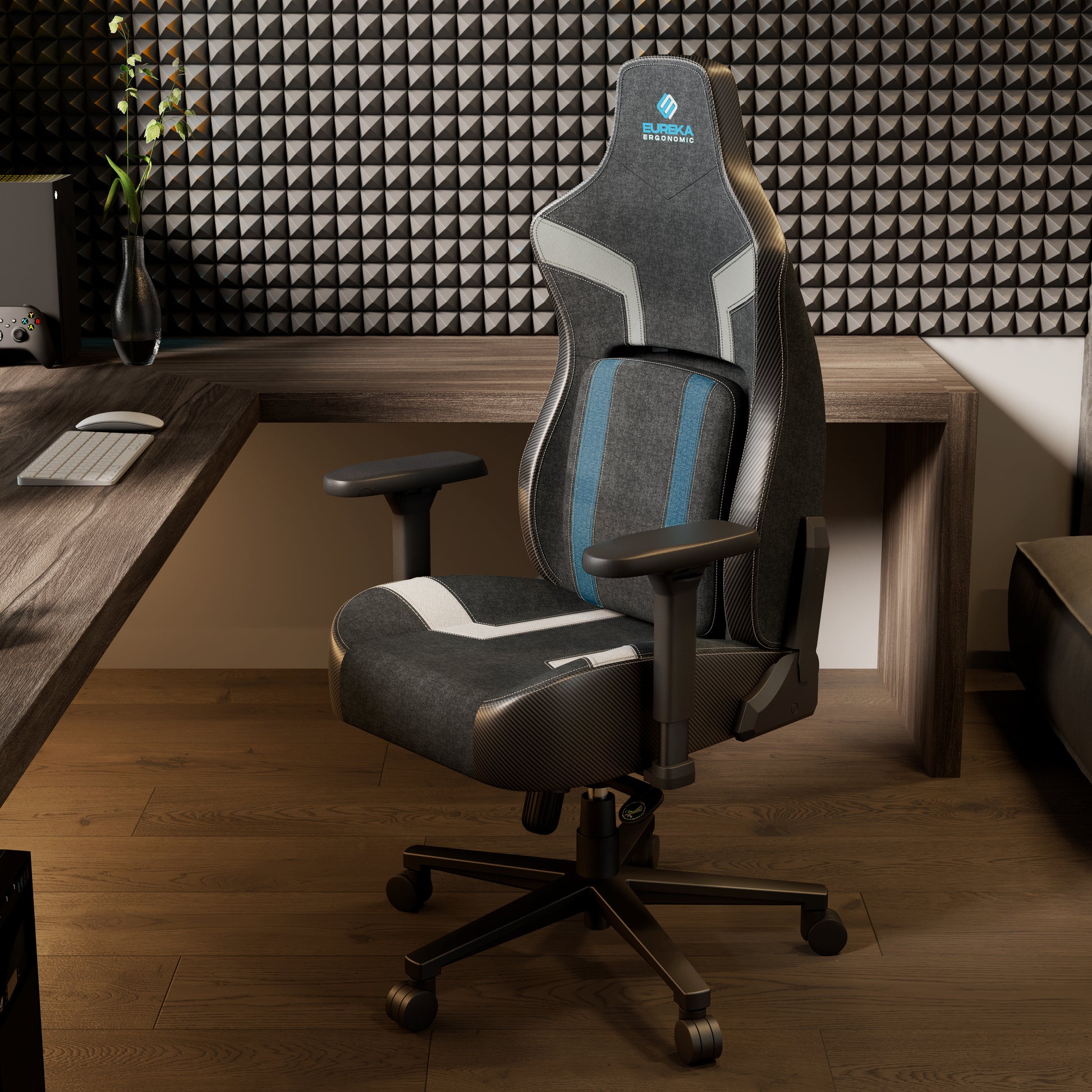 Eureka Ergonomic Hyperx Python II Gaming Chair, Ergonomic Design With Blue Accents, Perfect for Gaming.