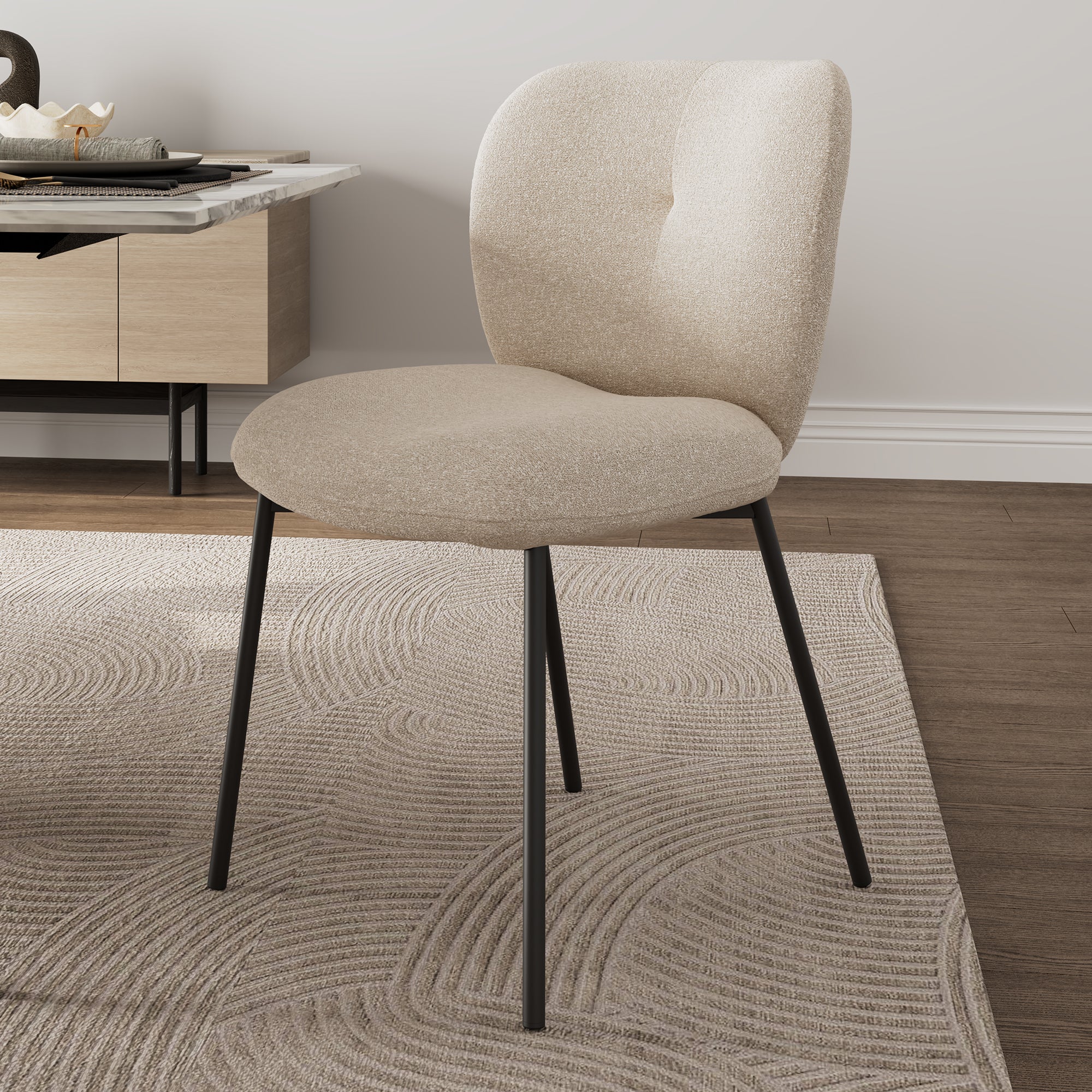 Eureka Ergonomic Modern Unique Dining Chair Set of 2, Off-White