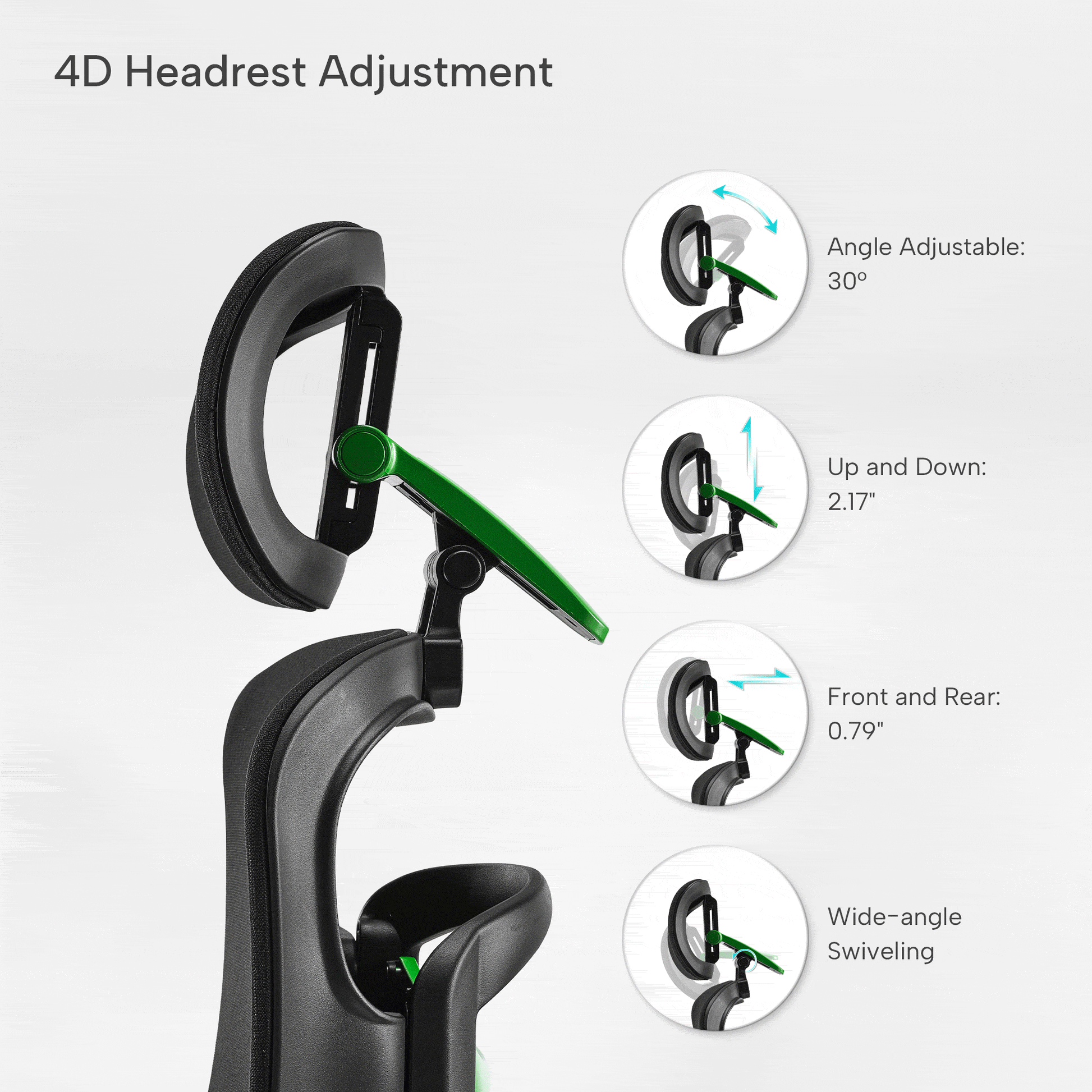 Axion,4D Headrest Adjustment, green, fabric