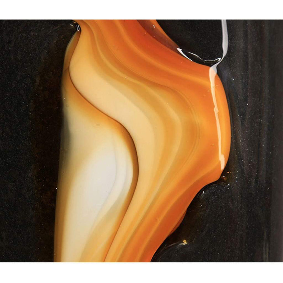 HD03 Glass Vase Detail - Black Glass With Golden Streak, Modern Home Decor Accessory.