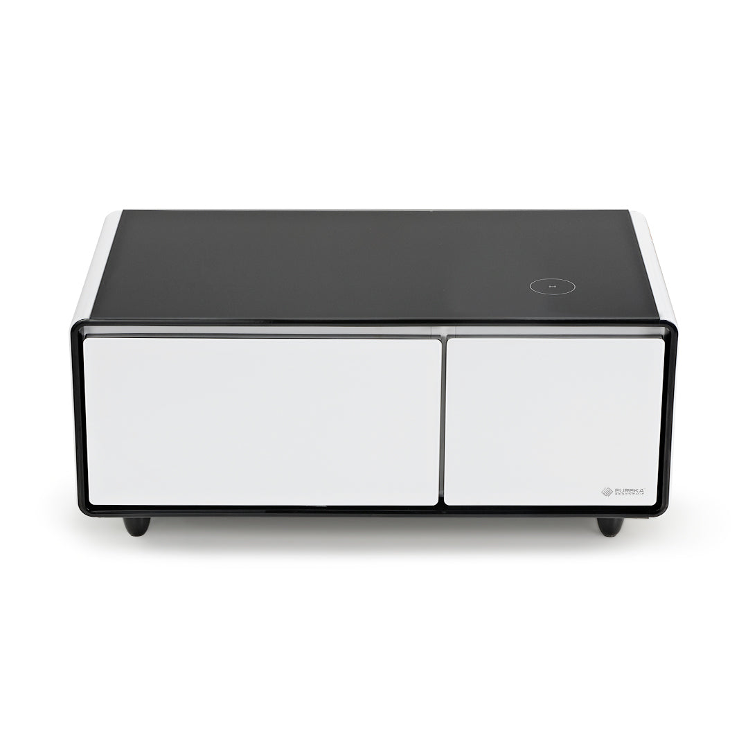 41 inch White Smart Fridge Coffee Table with Bluetooth Speakers with Glass Top Product Image