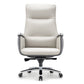 Eureka Royal II, comfy leather executive office chair with high back and lumbar support, Beige Gray, Executive Office, Leather Padded Structure with Chrome Accents, Front