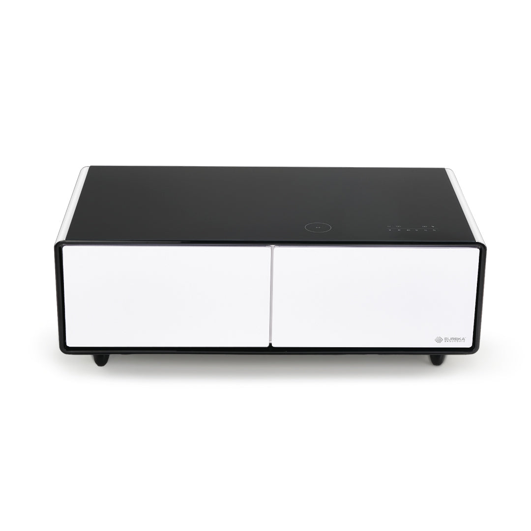50 inch White Smart Fridge Coffee Table with Bluetooth Speakers, Front Product Image, 