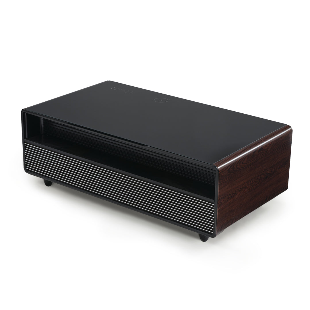 50 inch Walnut Woodgrain Style Smart Fridge Coffee Table with Bluetooth Speakers, Rear Product Image