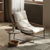 Stitched Saddle Leather Lounge Chair, Brown & White - Off-White