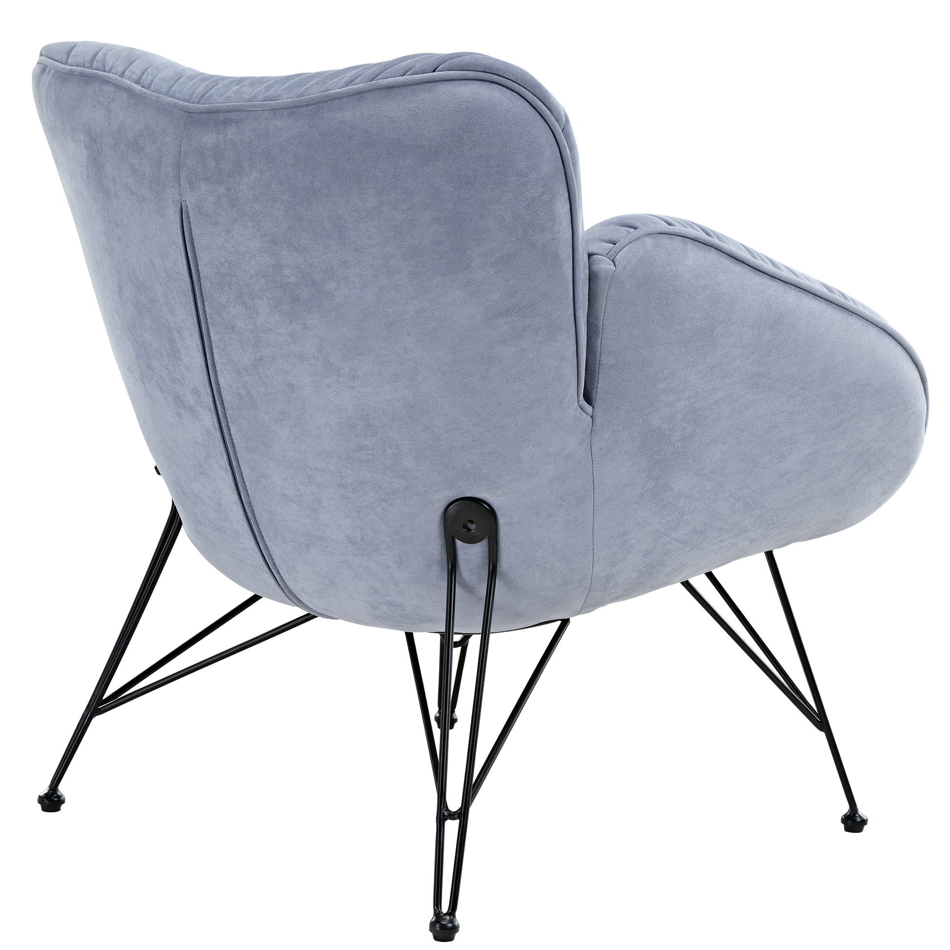 Marco Cozy Lounge Chair, Light Blue Terry Cloth Upholstery With Black Metal Legs. Modern Living Room Furniture.