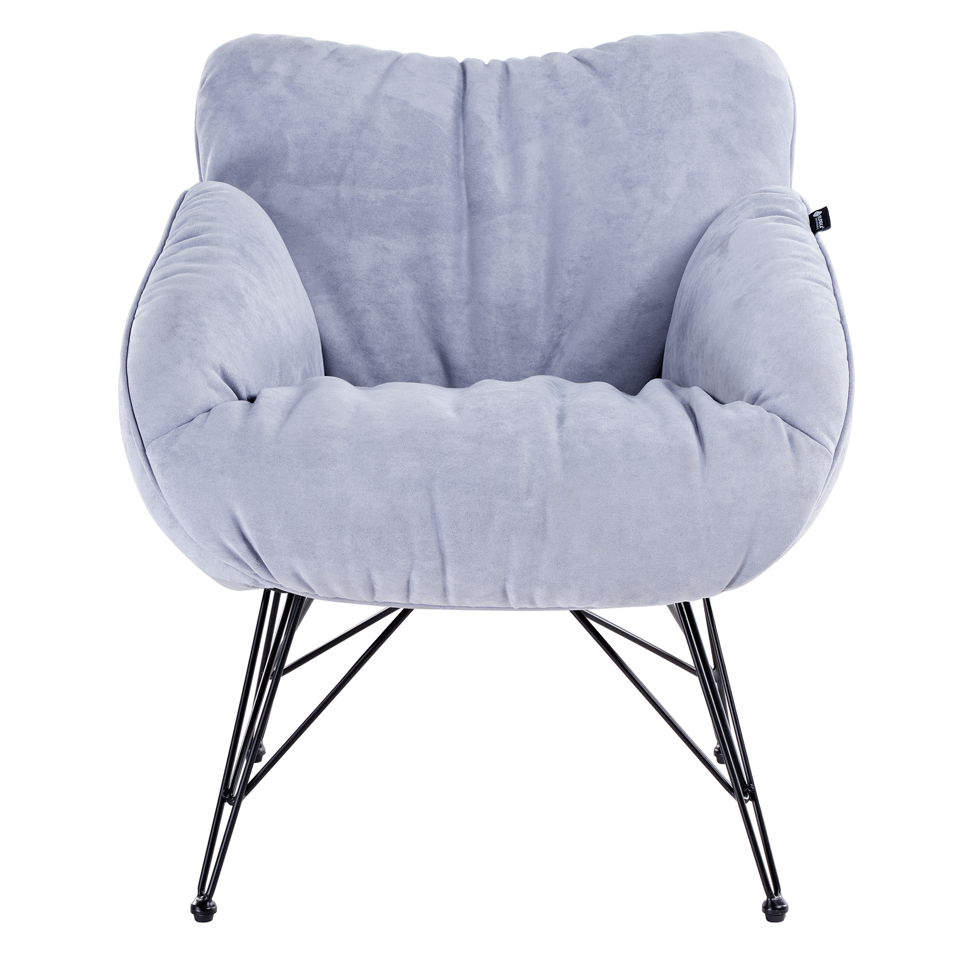 Marco Cozy Lounge Chair in Light Blue Terry Cloth With Black Metal Legs By Eureka Ergonomic.