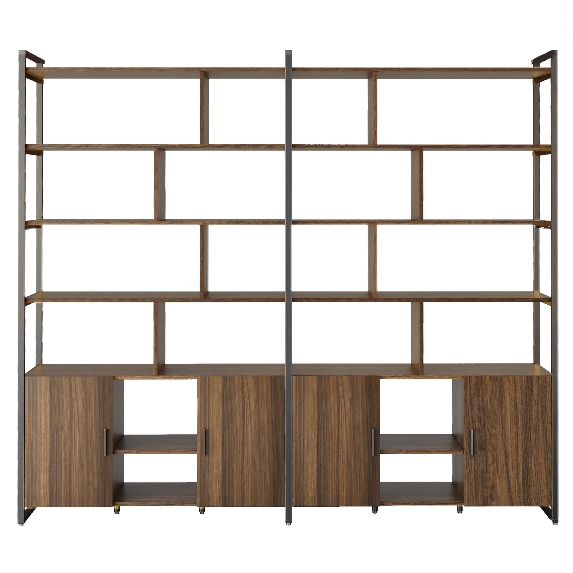 Napa Wood Bookcase Cabinet With Adjustable Shelves and Bottom Storage, Featuring a Stylish Design for Home Or Office,Front View.