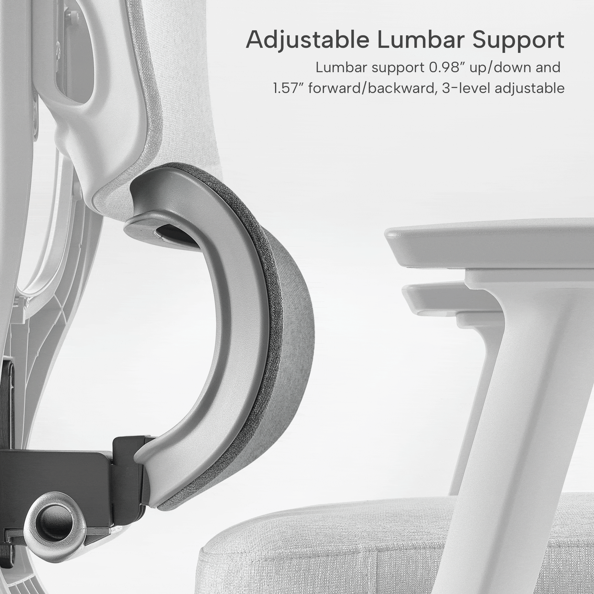 Adjustable Lumbar Support, Silver Gray, Fabric