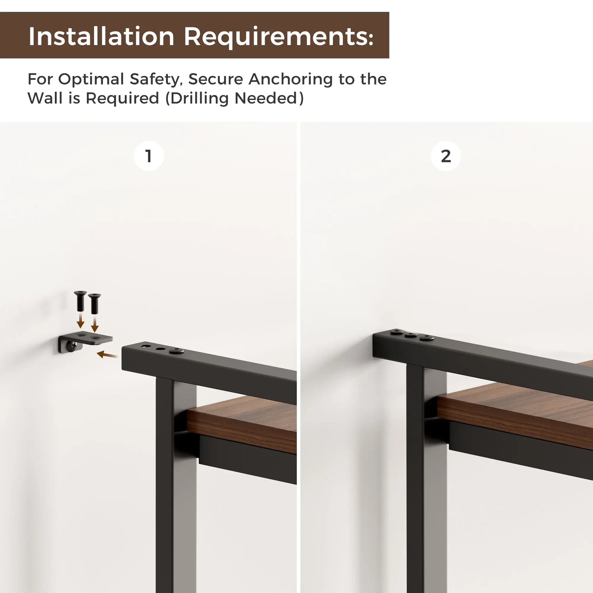 Eureka Ergonomic Sonoma Shelf Installation: Secure Wall Anchoring Required, With Step-By-Step Instructions.