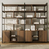 Napa Wood Bookcase Cabinet, Bottom Storage, Adjustable Book Shelves - Walnut & Gray