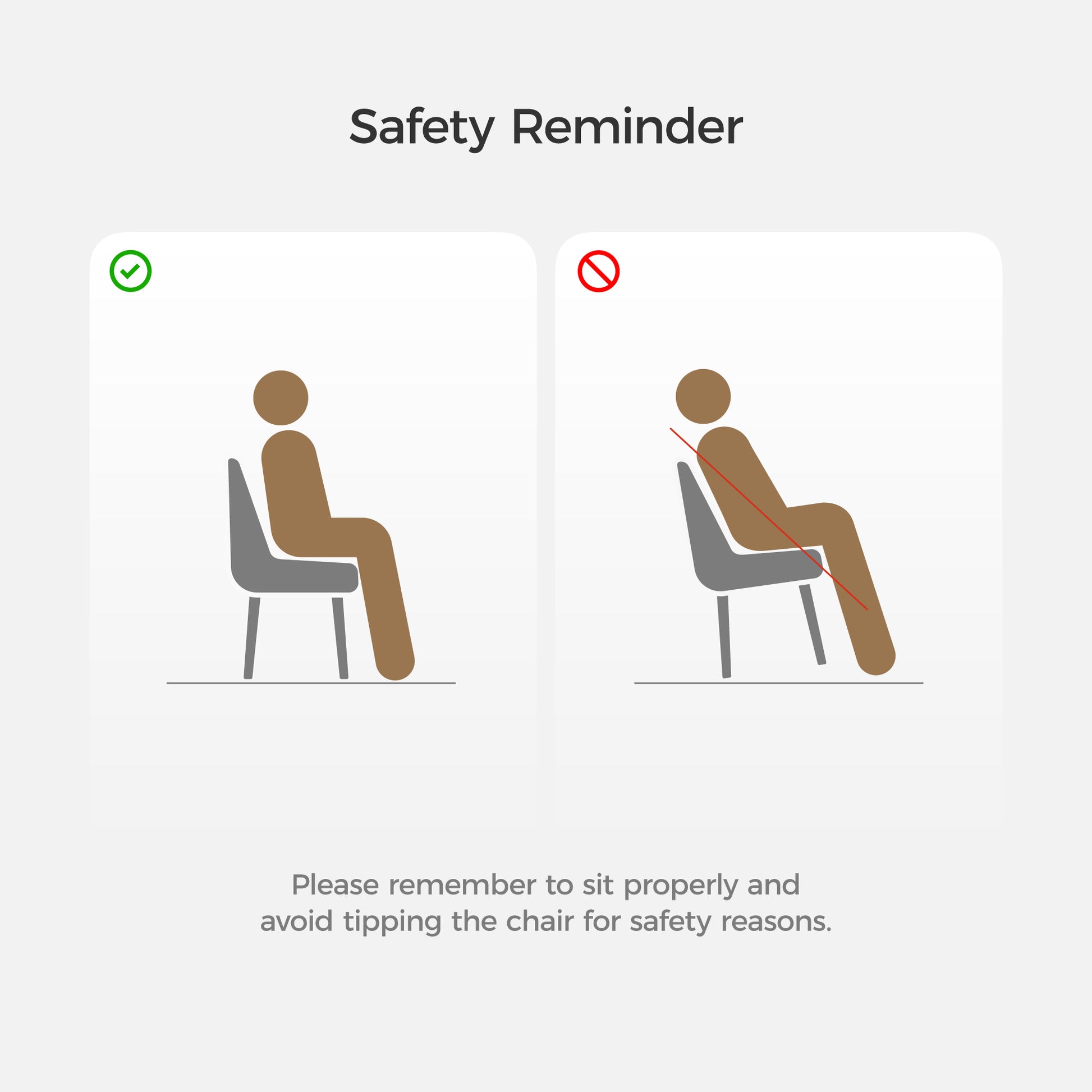 Safety Reminder About Proper Seating Posture On the Acalay Beige Dining Armchairs, Ensuring Safe Use, to Avoid Tipping.