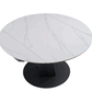 53 inch White Round Extending Dining Table with Black Base, Open and Closing Animation