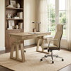 Executive Office Set:Ark EL Standing Desk & Executive Office Chair - Oak & Beige White