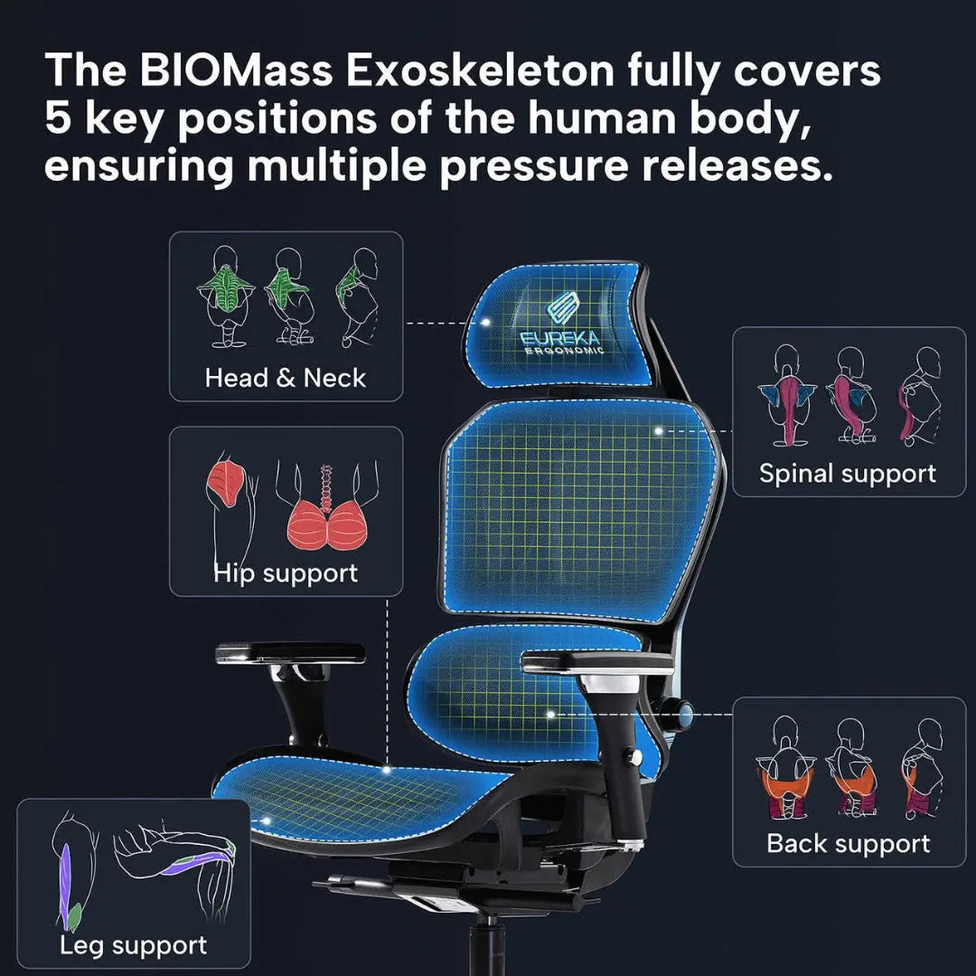 Eureka Ergonomic Typhon Hybrid Gaming Chair With Biomass Exoskeleton for Ergonomic Support and Pressure Relief.