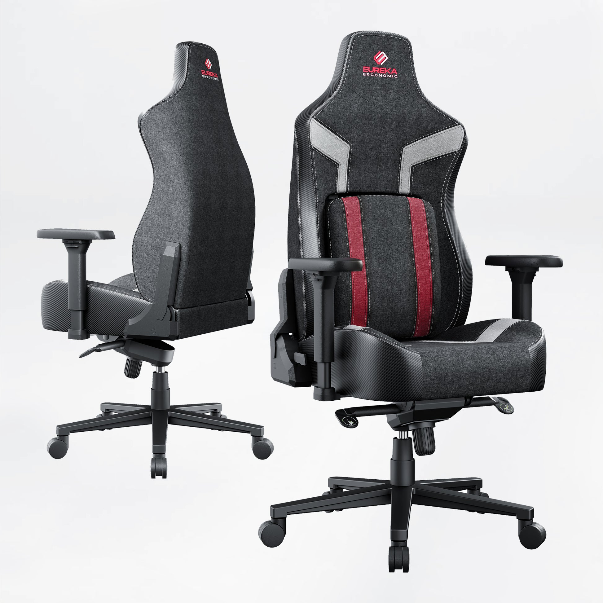 Hyperx Python II Gaming Chair in Black and Gray With Red Accents, Ergonomic Design By Eureka Ergonomic.