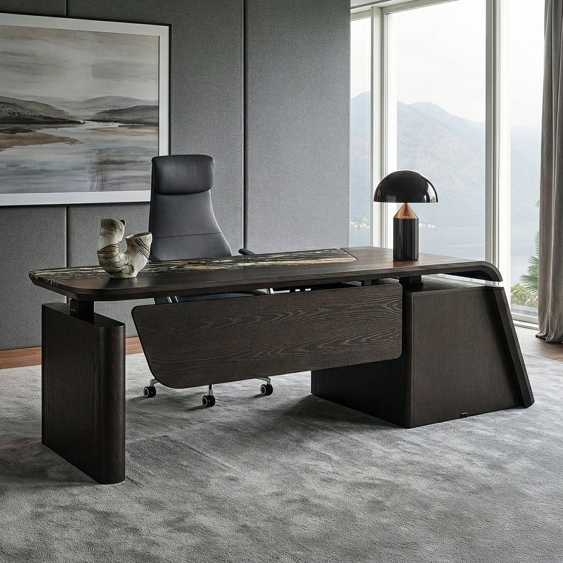 Magma Pro Executive Standing Desk (86"x33") - Eureka Ergonomic Magma Pro Executive Standing Desk in a Modern Office.